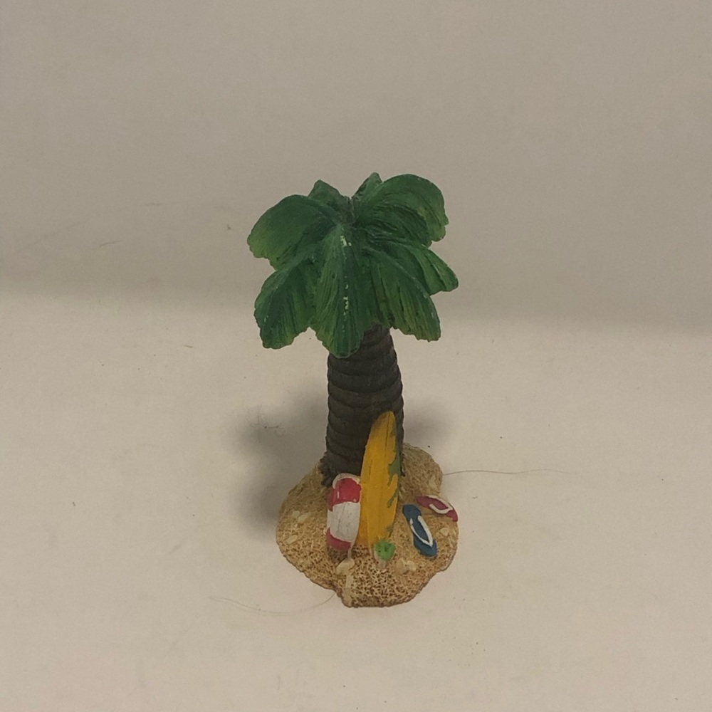 Miniature Palm Tree Beach Fish Tank Statue - Picture 2 of 6